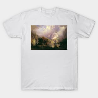 Rocky Mountain Landscape by Albert Bierstadt T-Shirt